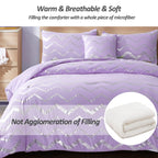 Menghomeus Purple/Silver Comforter Set Twin Lavender Metallic Print Glitter Bedding Set Cute Shinny Lilac Bed Sets For Teen Girl