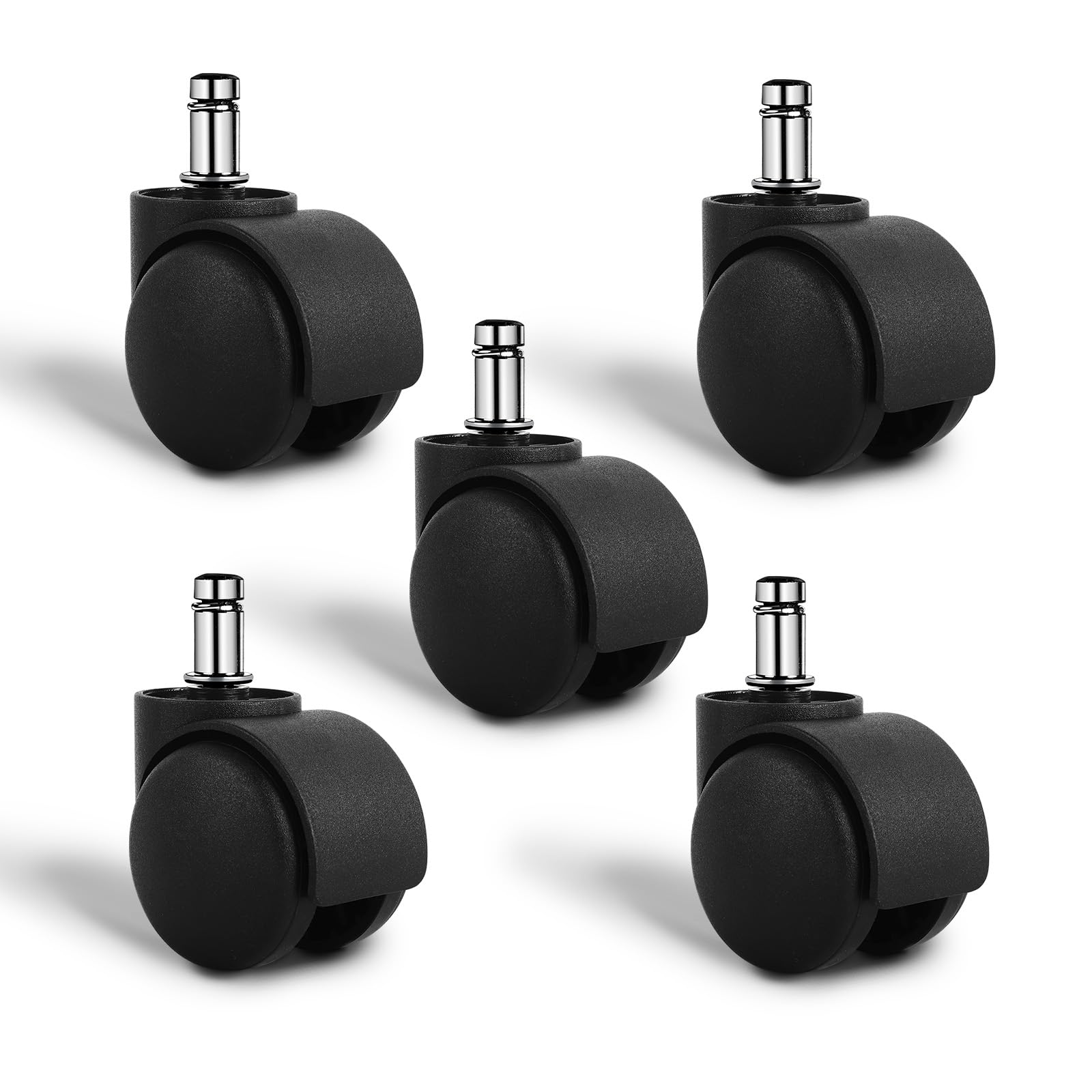 Dalyndar Office Chair Wheels Replacement Circlip Stem Fits 99% Chairs' Wheel Set Of 5Pcs Heavy Duty Mute Universal Castor 2 Inch