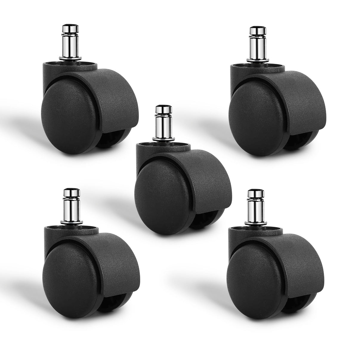Dalyndar Office Chair Wheels Replacement Circlip Stem Fits 99% Chairs' Wheel Set Of 5Pcs Heavy Duty Mute Universal Castor 2 Inch