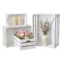 JUMBO HUMBLE Set of 4 Large Wooden Decorative Storage Crates, Whitewashed Nesting Wooden Crates for Display Rustic, Farmhouse Wo