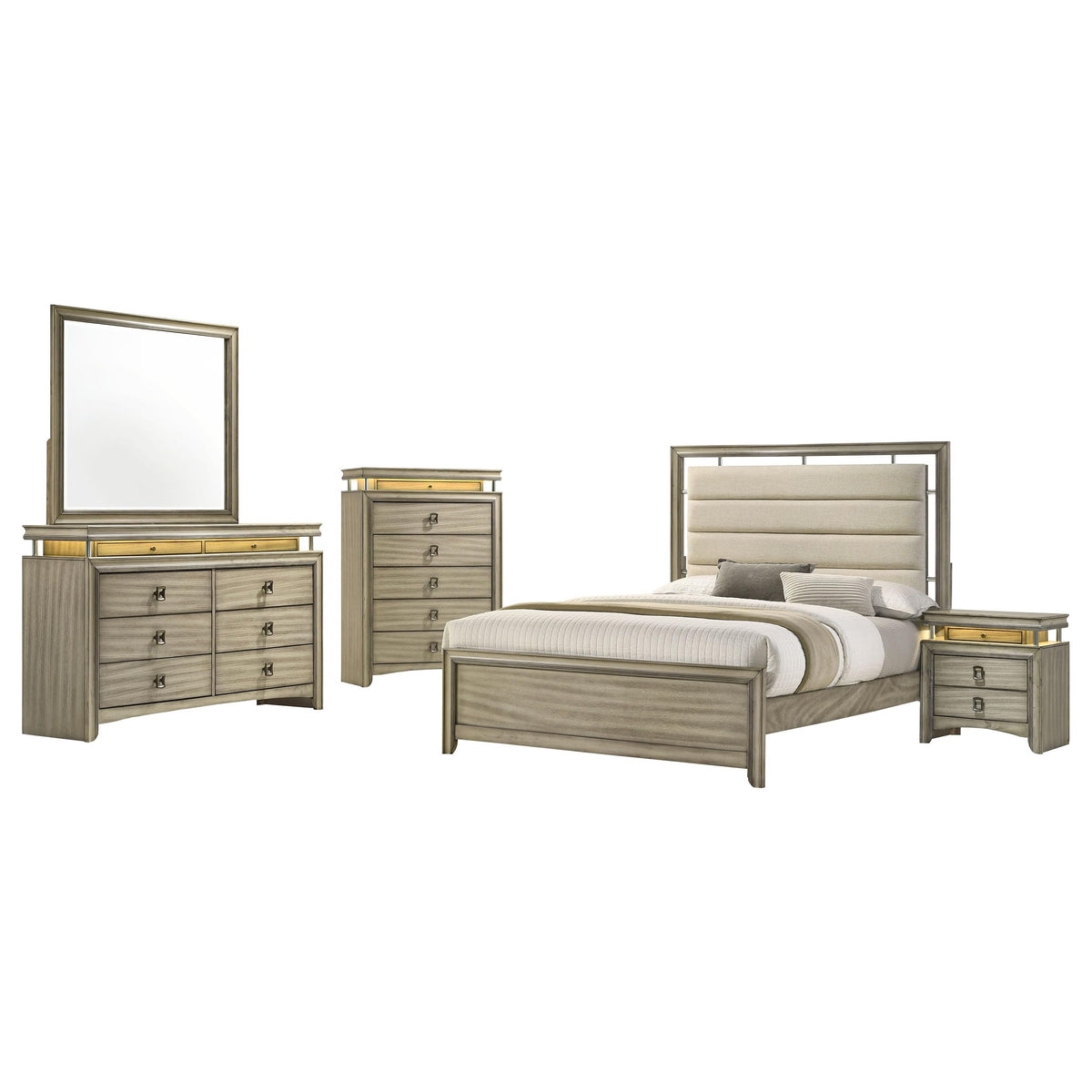 Coaster Home Furnishings Giselle 5-Piece Queen Panel Bedroom Set Rustic Beige