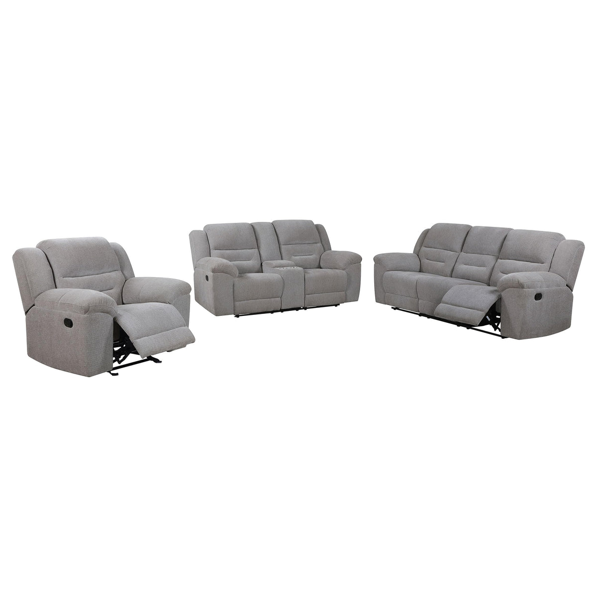 Coaster Home Furnishings Gilson 3-Piece Chenille Upholstered Sofa Set Grey