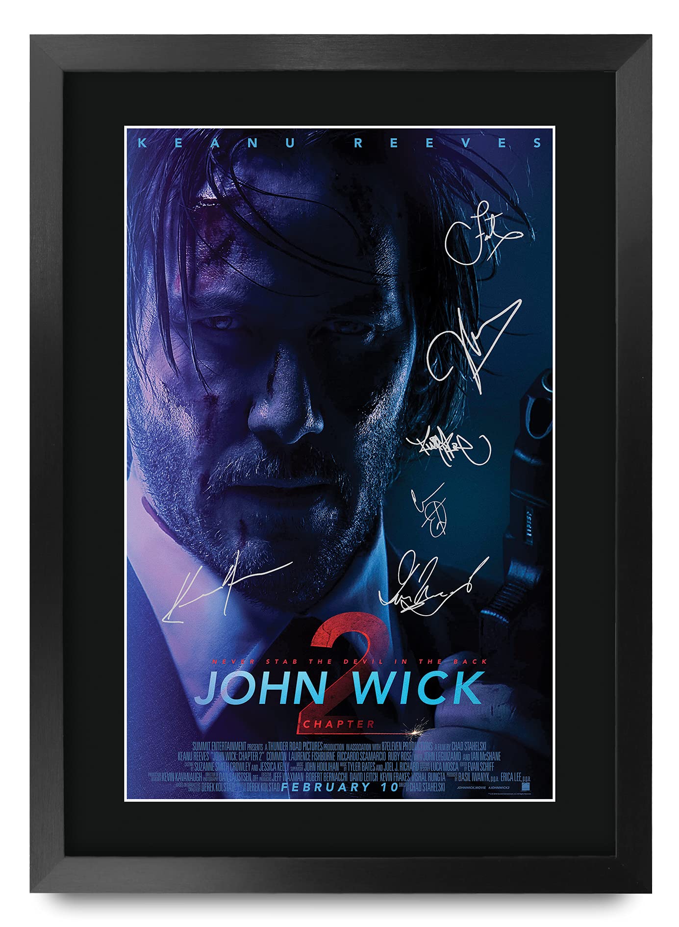 HWC Trading John Wick 2 Keanu Reeves 16 x 12 inch Framed Gifts Printed Poster Signed Autograph Picture for Movie Memorabilia Fan