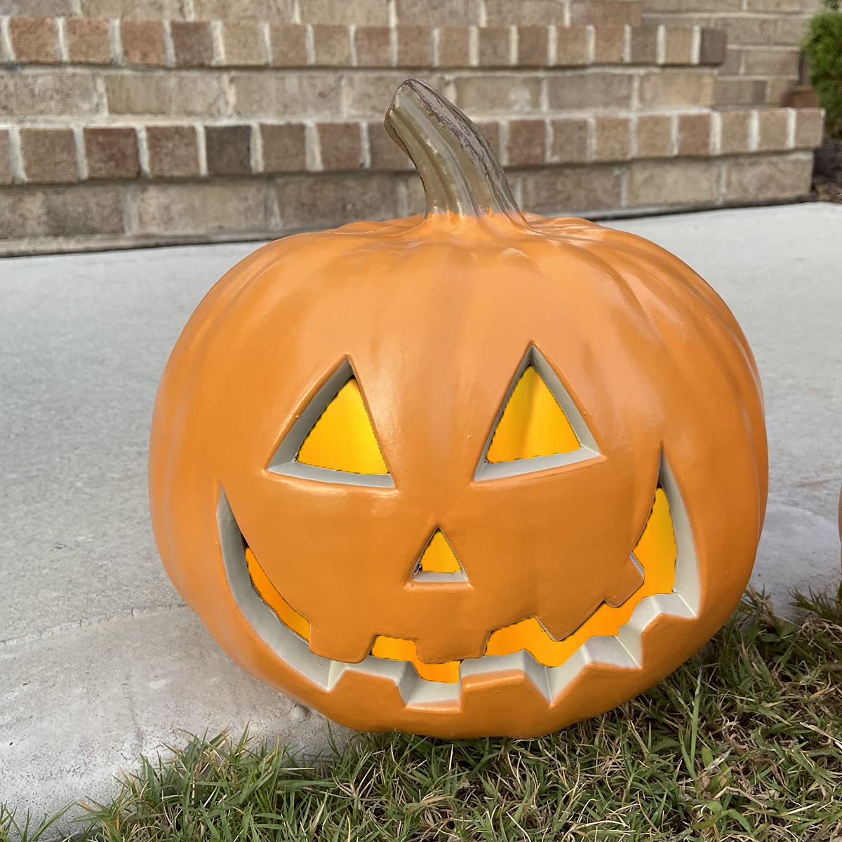 Halloween Pumpkin Jackolantern - Jack O Lantern Decorations For Halloween - Round Lightened Pumpkin For Front Porch, Party, Fron