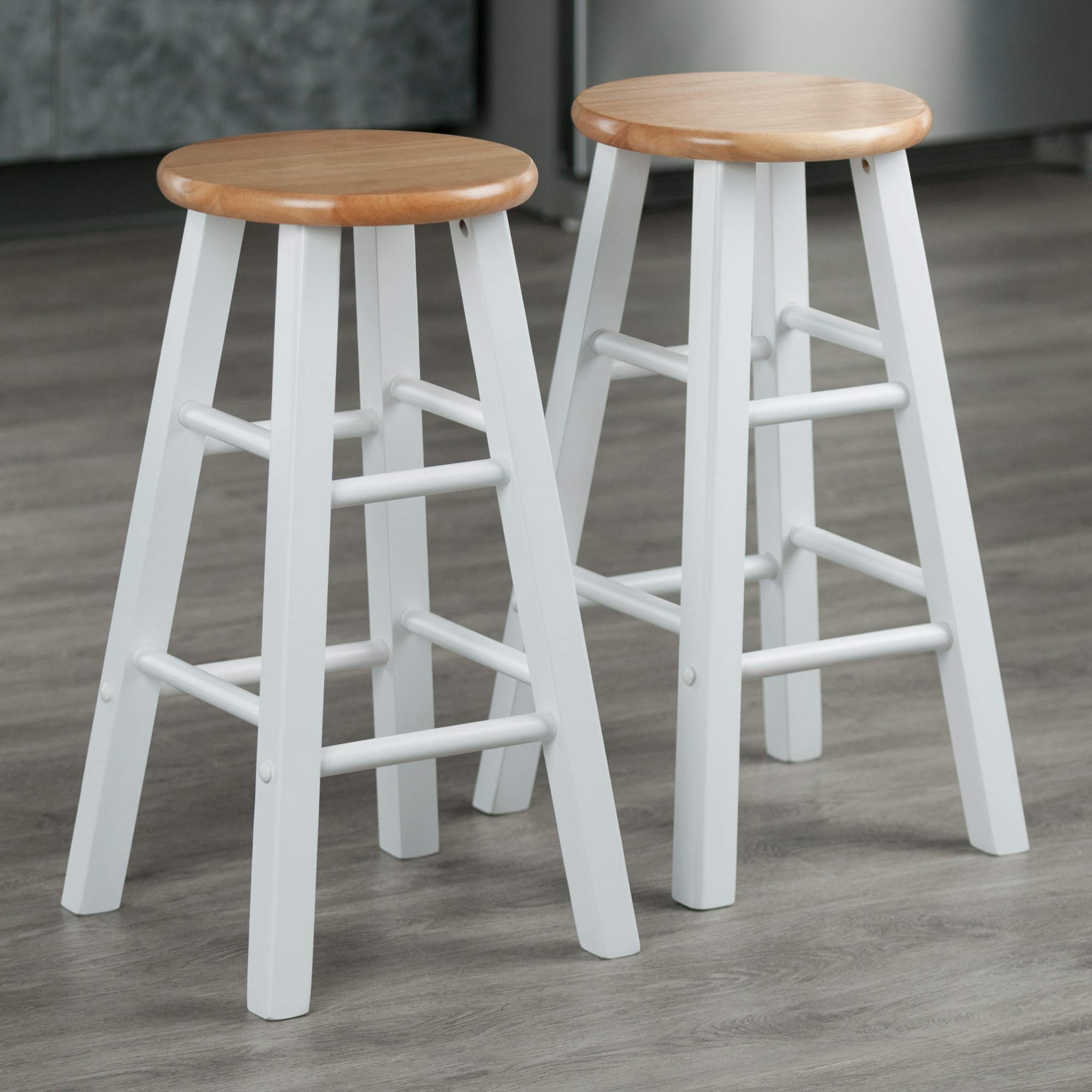 Winsome Element Counter Stools, Natural & White, 24', 2 Piece Set