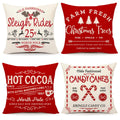 Farmhouse Christmas Pillow Covers 20X20 Set Of 4 Winter Holiday Decorations Xmas Red White Rustic Throw Cushion Case For Sofa Co