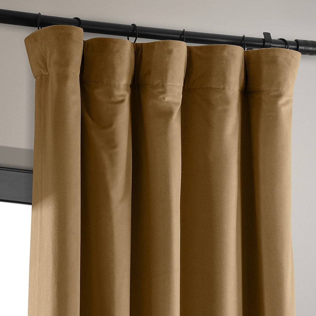 Hpd Half Price Drapes Signature Velvet Thermal Blackout Curtains For Living Room 84 Inch Long (1 Panel) Rod Pocket Insulated Blackout Curtains For Bedroom Window Curtains, 50W X 84L, Amber Gold