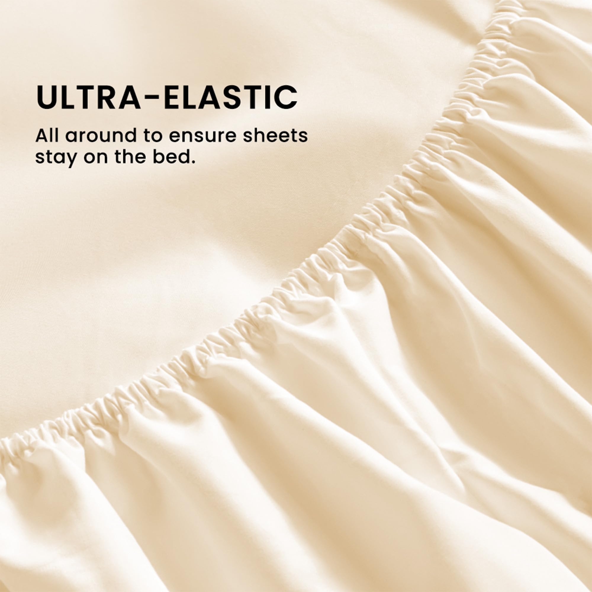 Sleep Zone Nanotex Super Soft Cooling Twin Bed Sheets Set For Kids 3 Piece - Easy Care Fitted Flat Sheet & Pillowcase Sets - Wrinkle Free, Fade Resistant, Deep Pocket 16' (Beige, Twin)