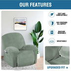 H.Versailtex Recliner Chair Cover Velvet Plush 1-Piece For Large Recliner, Soft Thick Luxury Furniture Protector With Elastic Bo