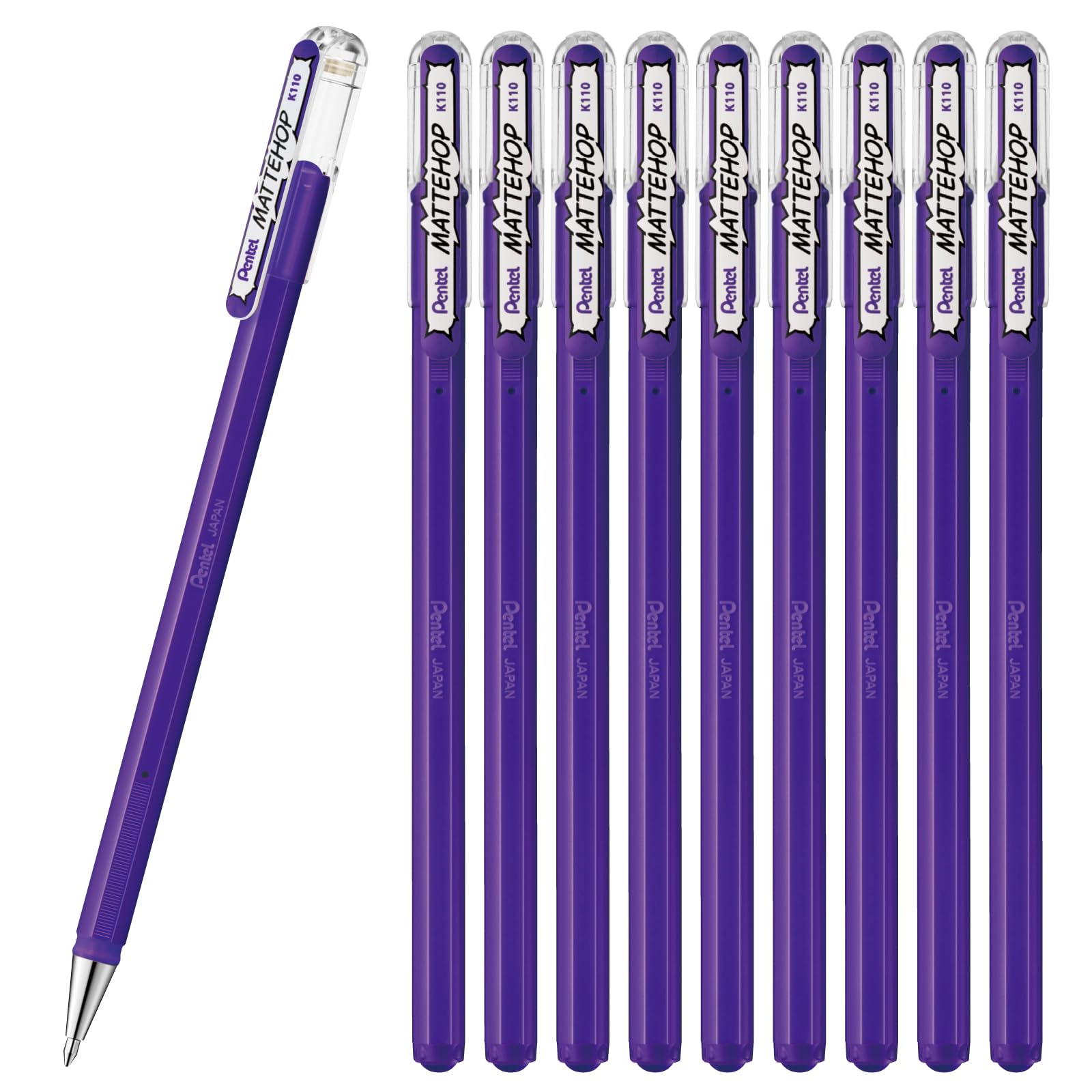 Pentel Matte Hop Violet Color Ballpoint Pen, 10 Count K110-Vv