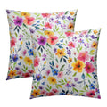 Watercolor Floral Throw Pillow Cover 18X18 Inch Pack Of 2 Spring Farmhouse Cushion Pillow Case Square Pink And White Colorful Fl