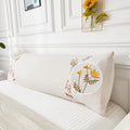 Beige Flower Body Pillow Cover 20X54 Body Pillow Covers Embroidery Flower Body Pillow Cover Girls Women Pink Yellow Spring Flowe