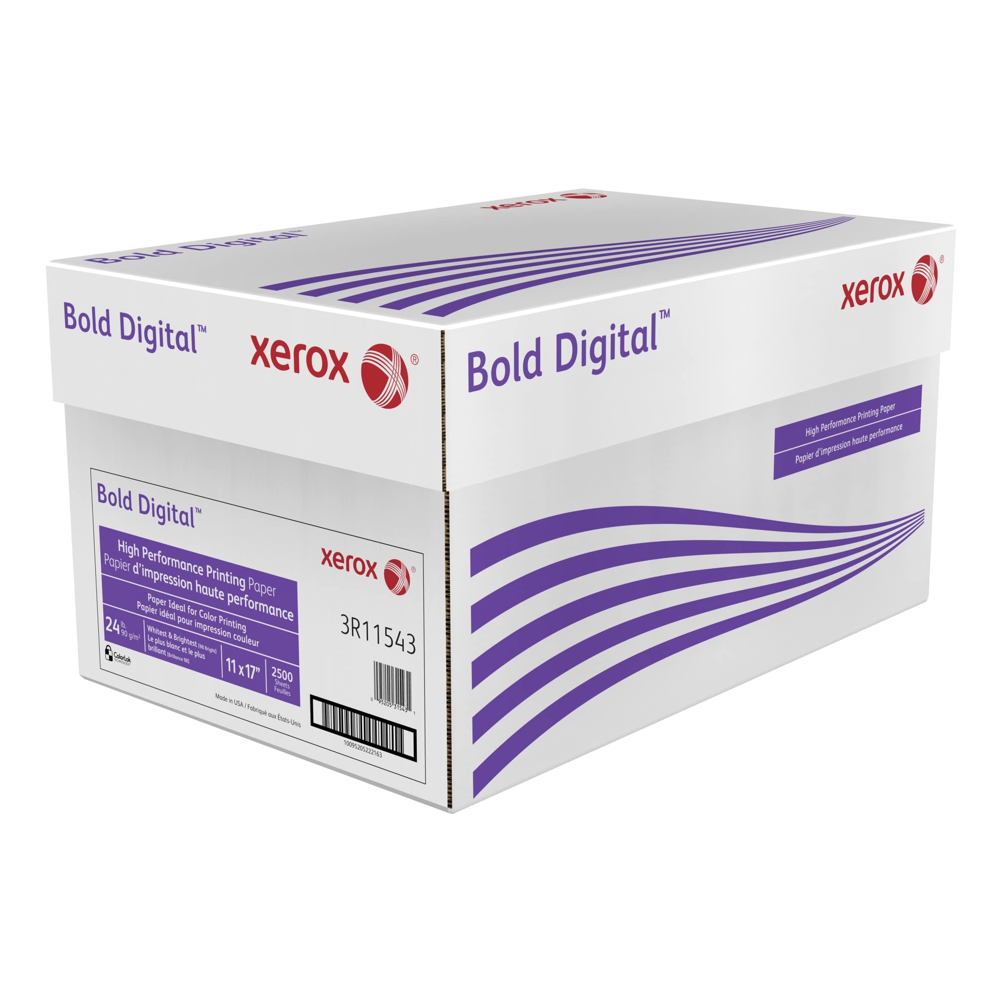 Xerox Bold Digital Printing Paper, 98 Bright, 24 Lb Bond Weight, 11 X 17, White, 500/Ream