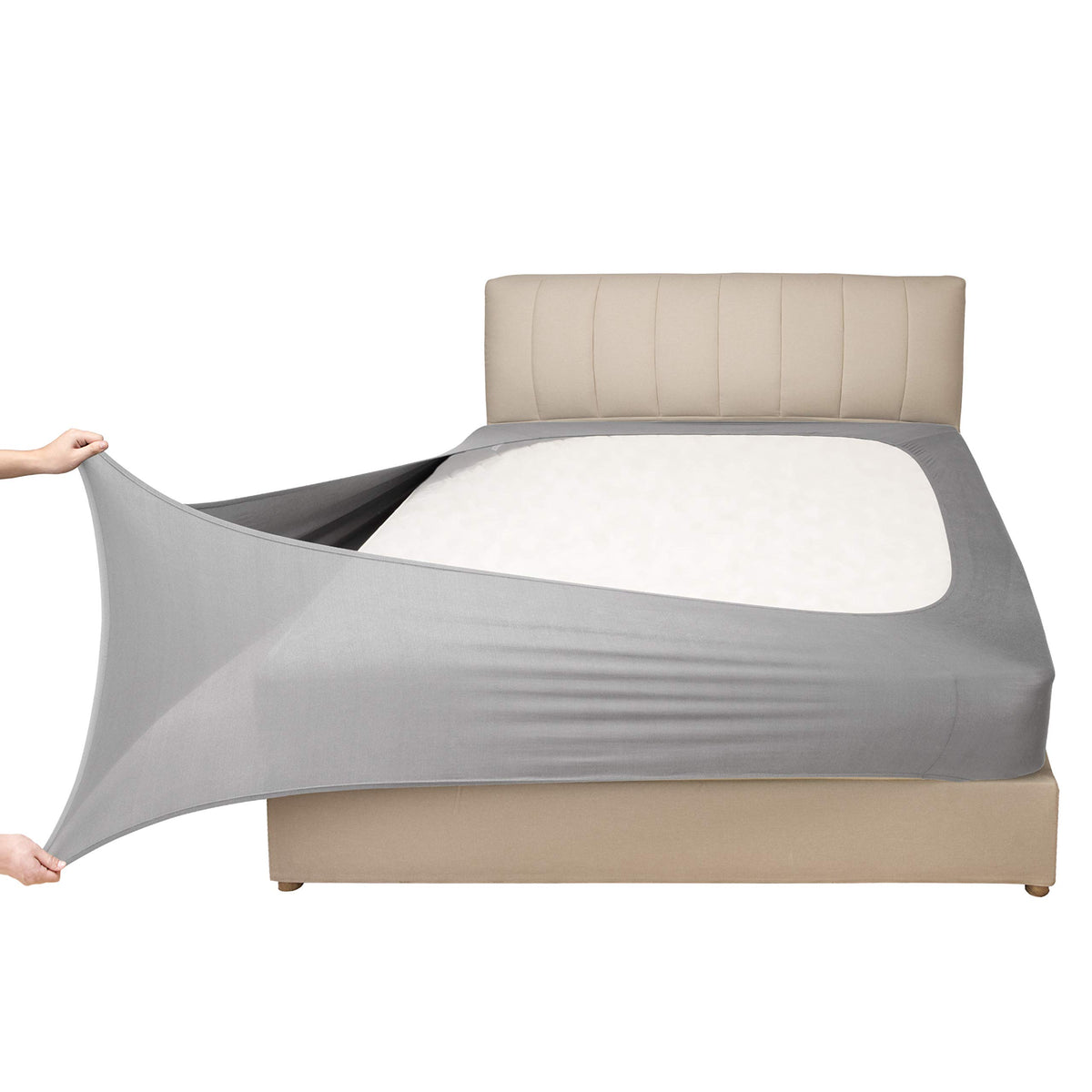 Stretch Jersey Box Spring Cover Wrap Around, Bed Skirt Alternative, Ultra Soft & Wrinkle Resistant, Queen/Queen Xl, Silver