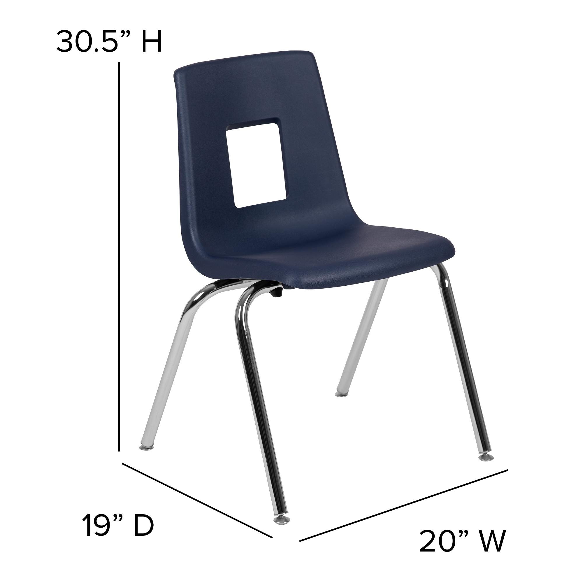 Flash Furniture 30.5&Quot; Advantage Navy Blue And Metallic Steel Student Stack School Chair