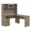 Bush Furniture Cabot 60W Single Pedestal L Desk with Hutch, Modern Gray