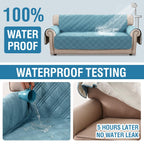 H.Versailtex 100% Waterproof Sofa Covers For 3 Cushion Couch Modern Sofa Cover For Dogs Xl Couch Covers For Oversized Sofa With Elastic Straps (Oversized Sofa, Smoke Blue/Beige)