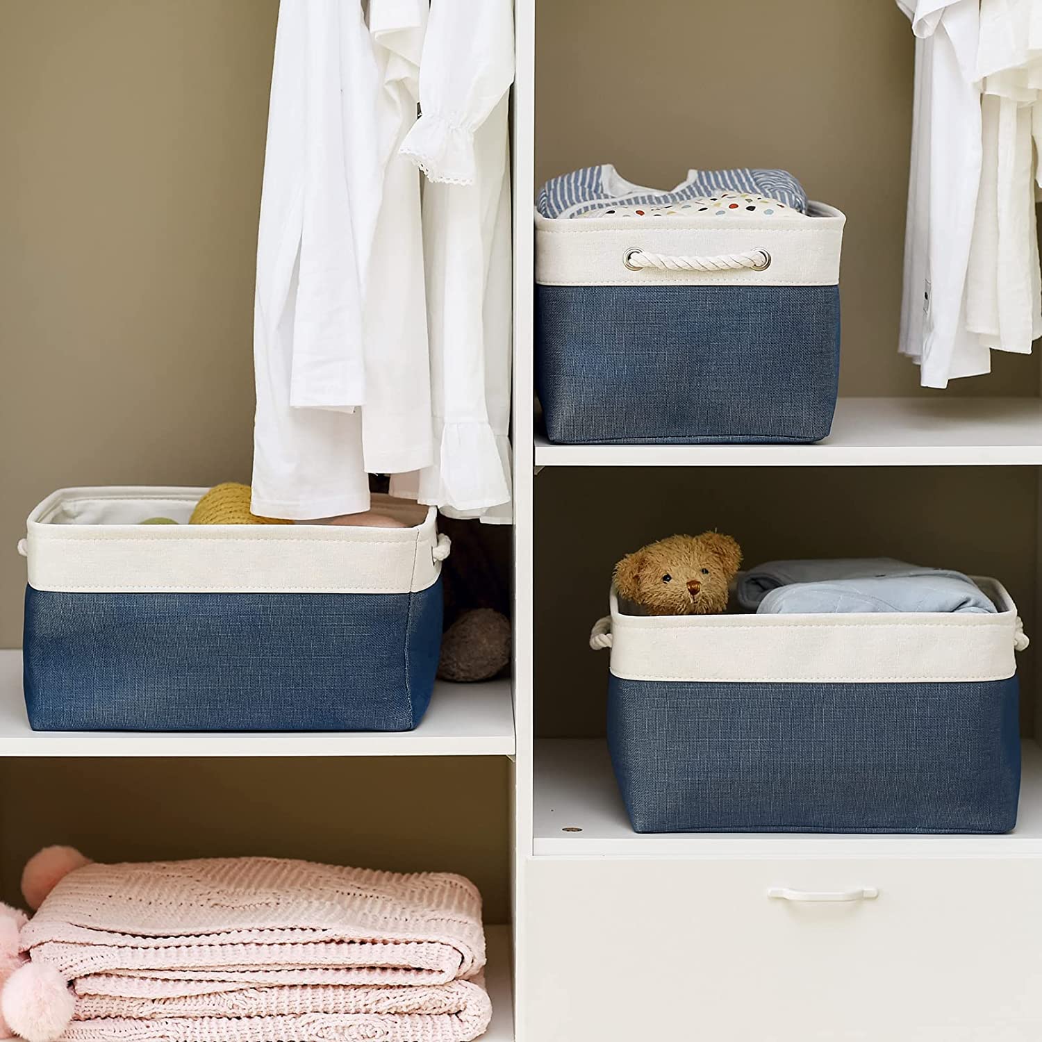 Thewarmhome Storage Bins For Shelves - 1 Pack 15.7X11.8X8.3 Inch Fabric Storage Cubes, Storage Basket For Organizing Gift Laundr