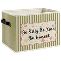 CUANFDDSF Inspirational Kids Foldable Storage Bins Box with Handles, Be Silly Honest Kind Motivational Green Striped Decorative 