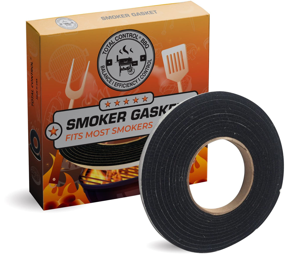 Total Control 1/2 X 1/8 Black Hi Temp Bbq Smoker Gasket Self Stick15 Ft Lavalock