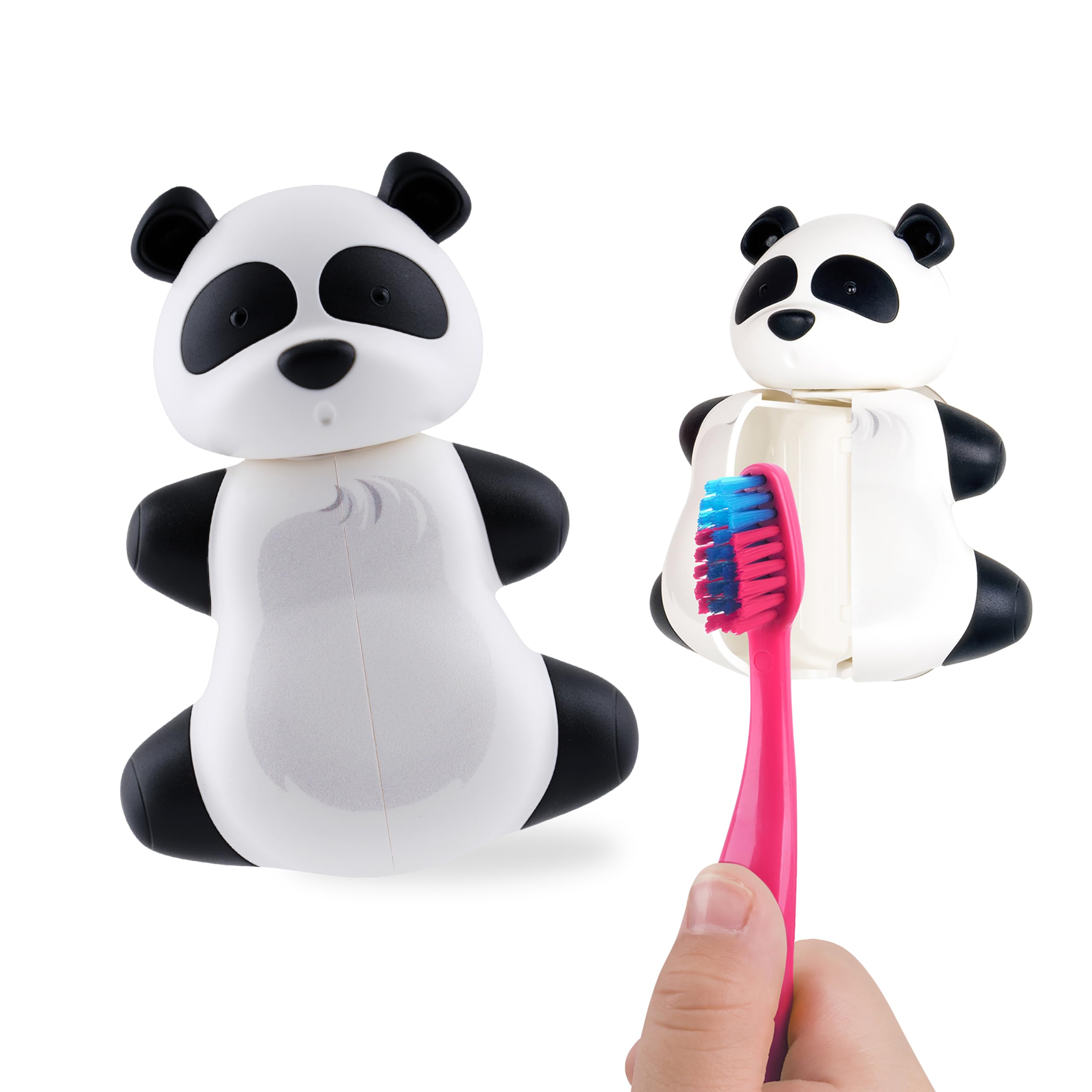 Flipper Fun Animal Panda Toothbrush Cover - Kids Toothbrush Holder with Cover - Toothbrush Holders for Bathrooms - Suction Cup T