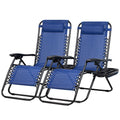 Nazhura Set Of 2 Relaxing Recliners Patio Chairs Adjustable Steel Mesh Zero Gravity Lounge Chair Beach Chairs With Pillow And Cup Holder (Blue)