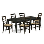 East West Furniture LGPF7-BLK-C 7 Piece Kitchen Table Set Consist of a Rectangle Dining Table with Butterfly Leaf and 6 Linen Fabric Upholstered Dining Chairs, 42x84 Inch, Black