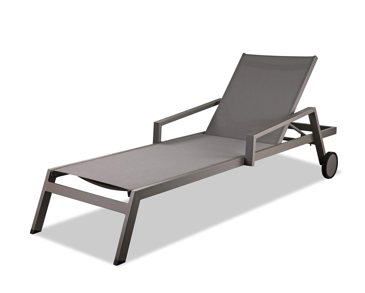 HomeRoots Set of 2 Taupe Modern Aluminum Chaise Lounges