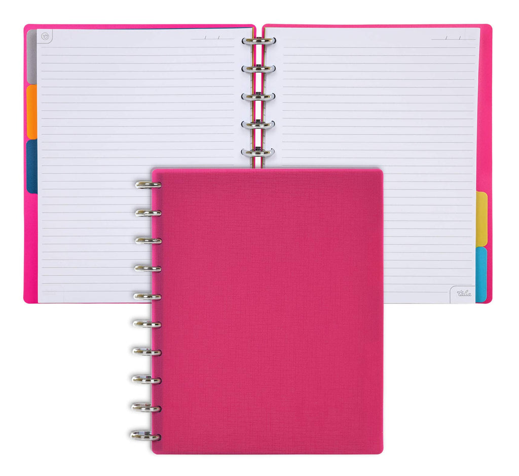 Talia Discbound Notebooks, Planner, Customizable, (Y90'S Pink W/Silver Discs, Midsize (7.5In X 9.75In))