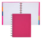 Talia Discbound Notebooks, Planner, Customizable, (Y90'S Pink W/Silver Discs, Midsize (7.5In X 9.75In))