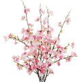 obbsie 4Pcs Artificial Cherry Blossom Flower Branches, 39.4' Fake Silk Pink Cherry Blossom Tree Stems Faux Cherry Flowers Vase 