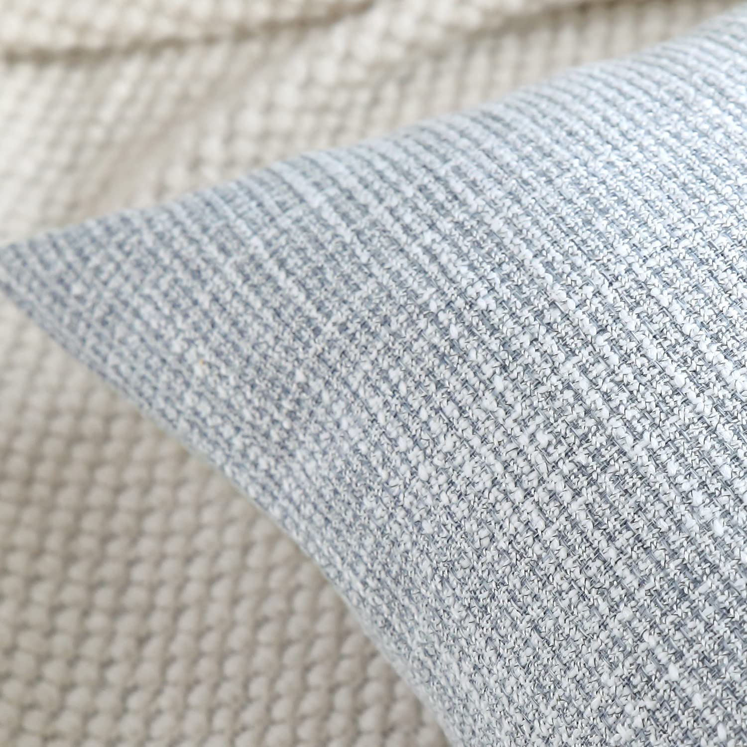 Otostar Linen Throw Pillow Covers Set Of 2 Decorative Square Pillowcases Cushion Covers 16X24 Inch For Home Decor Sofa Bedroom Car 40 X 60 Cm Blue Grey