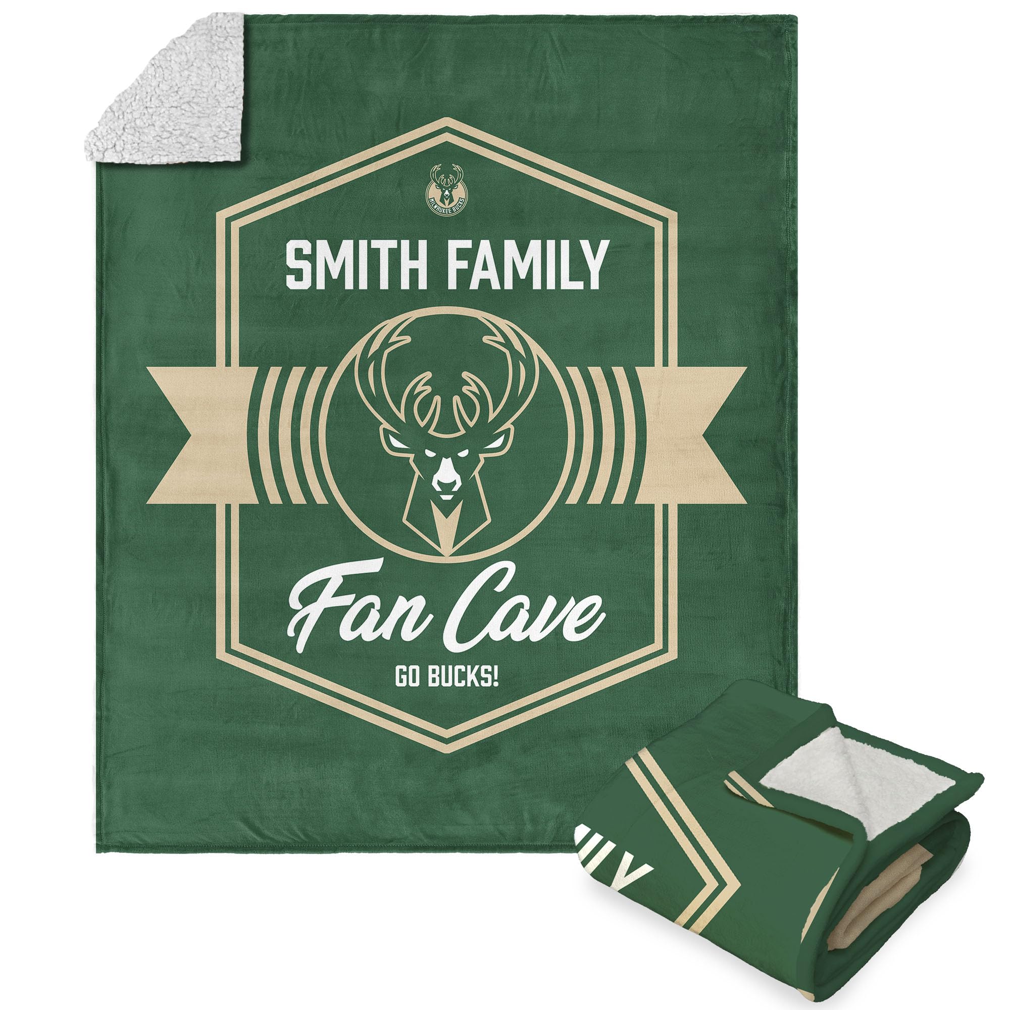 Nba Milwaukee Bucks Dominion Personalized Silk Touch Sherpa Throw Blanket 50X60 Inches