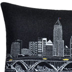 HomeRoots Grey 24' Black Cleveland Nighttime Skyline Lumbar Decorative Pillow