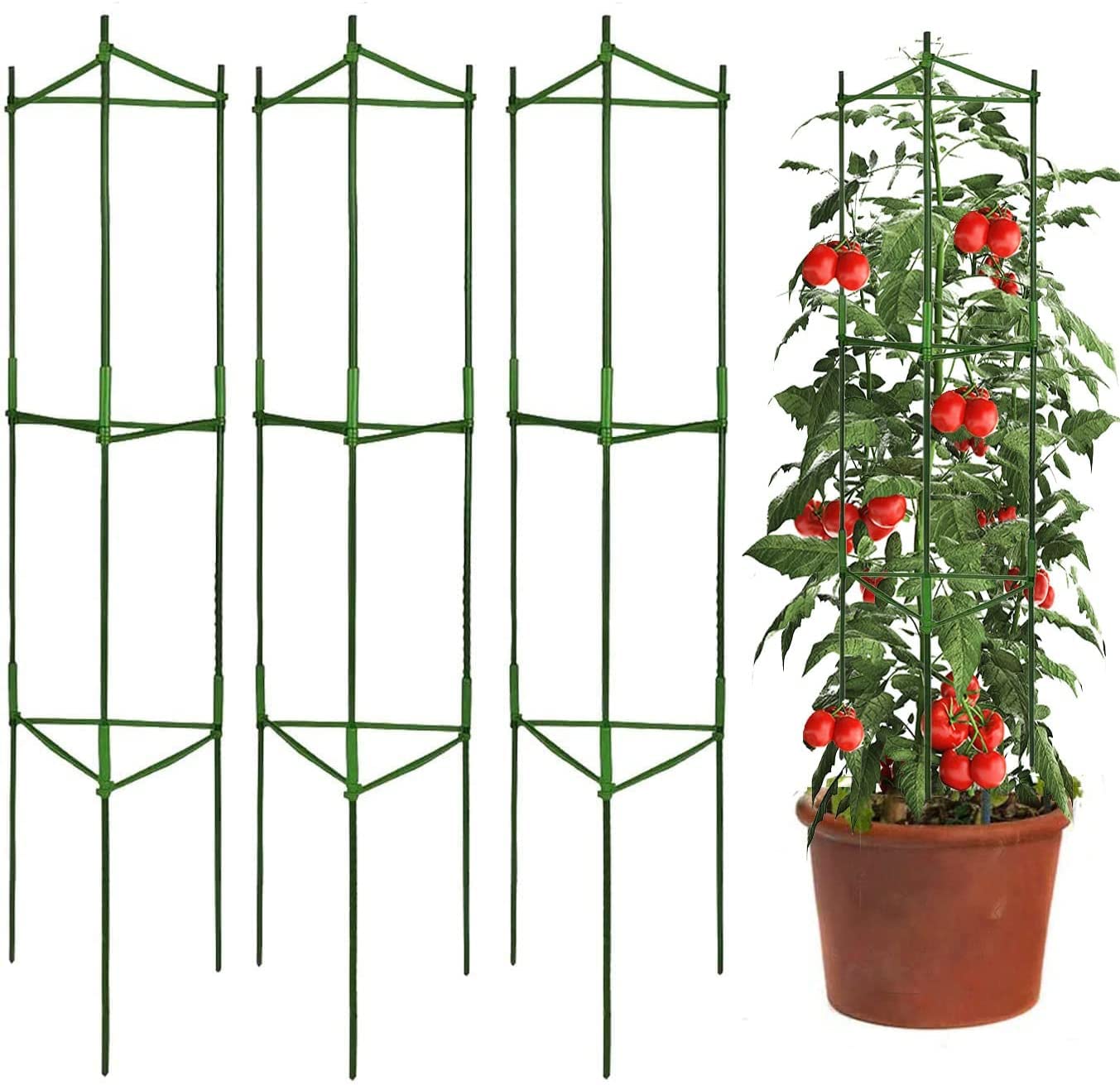 3 Packs Tomato Cages Plant Cages Deformable Up To 48Inch Garden Tomato Stakes Vegetable Trellis, Plant Supports Tomato Trellis F