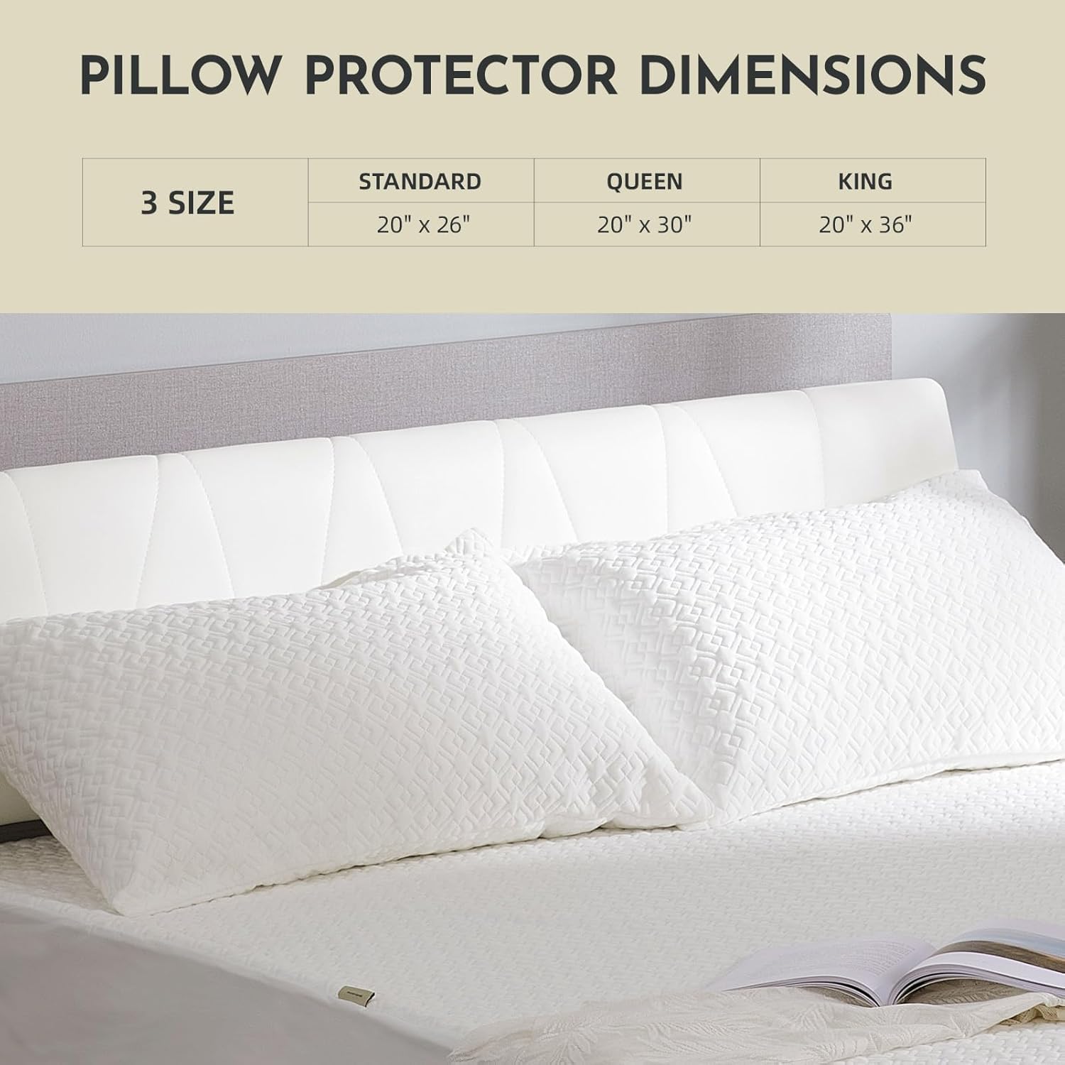 Coolshields Waterproof Pillow Protector Zippered (4 Pack) Standard, Hypoallergenic Pillow Cover For A Better Sleep, Premium Pill