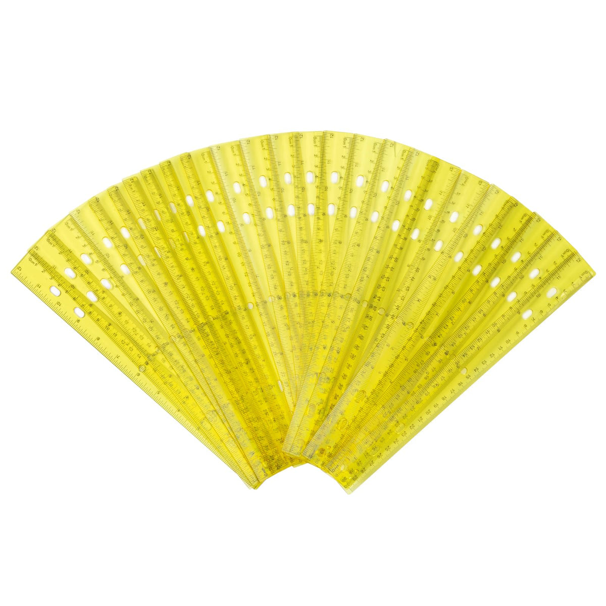 28 Pack Plastic Ruler 12 Inch Transparent Rulers - Metric Bulk For Kids School Office Classroom, Yellow