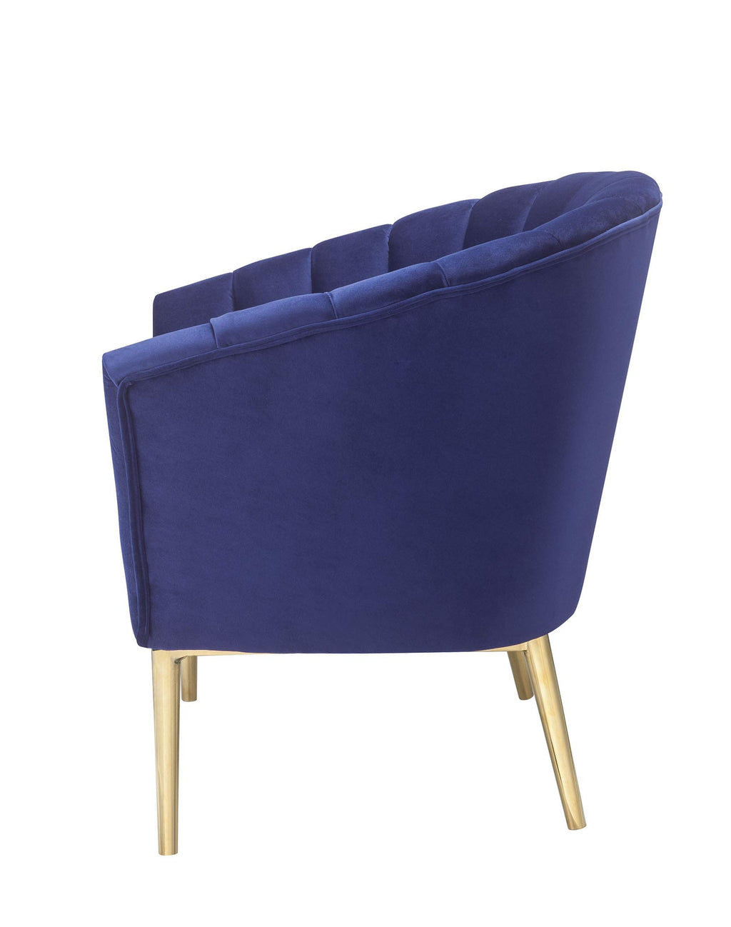 HomeRoots Upholstered Accent Chair with Curved Arm and Velvet Cushion, Blue - 32"x 31"x 34"