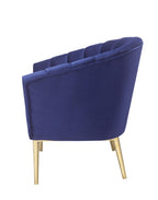 HomeRoots Upholstered Accent Chair with Curved Arm and Velvet Cushion, Blue - 32"x 31"x 34"