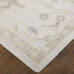 HomeRoots 515007 8 x 10 ft. Tan Ivory & Orange Floral Hand Knotted Stain Resistant Rectangle Area Rug