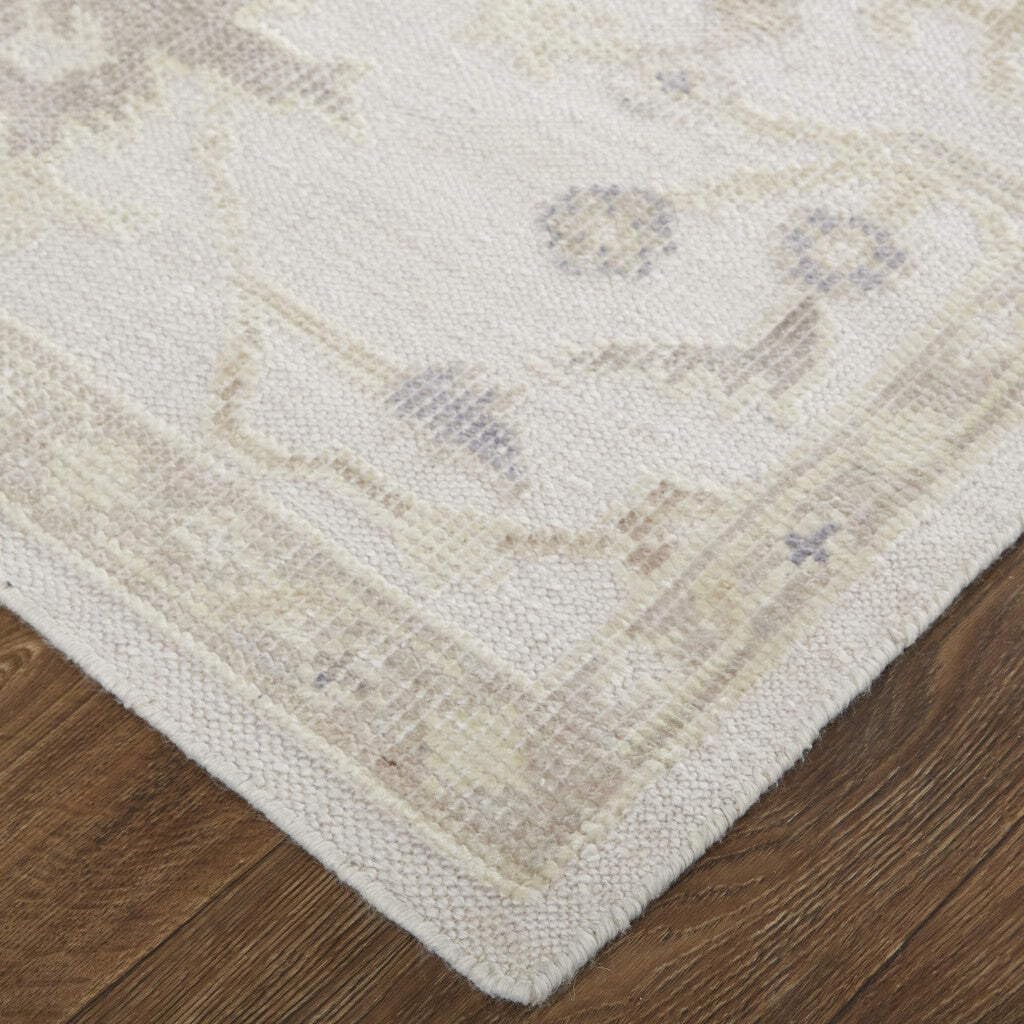HomeRoots 515007 8 x 10 ft. Tan Ivory & Orange Floral Hand Knotted Stain Resistant Rectangle Area Rug