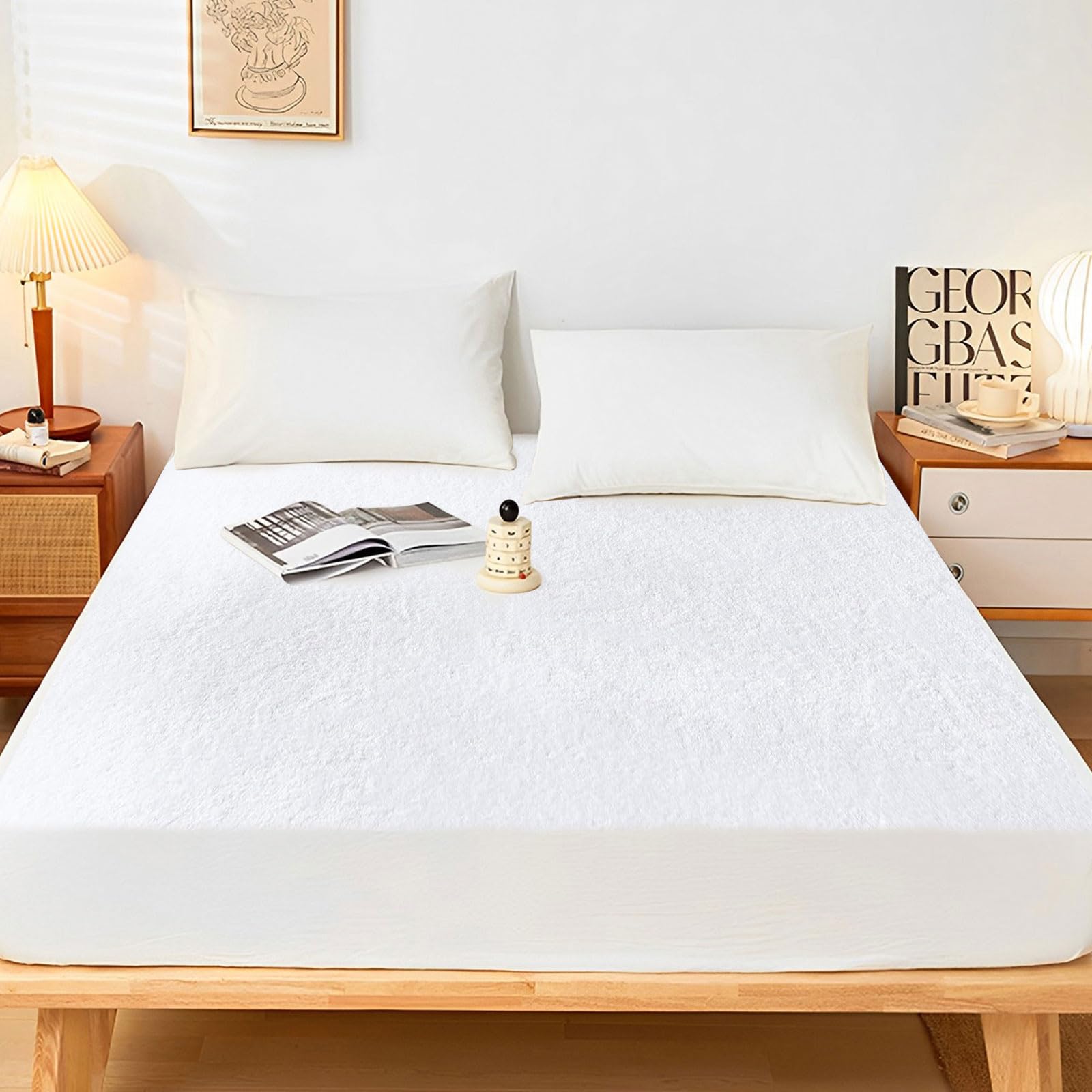 Winkaura Twin Waterproof Mattress Protector With Soft Terry Top Fabric, Fits 12-15' Deep Pockets, Zippered Six-Sided Breathable