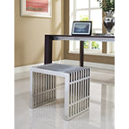 Modway Gridiron Contemporary Modern Small Stainless Steel Bench, 19.5"