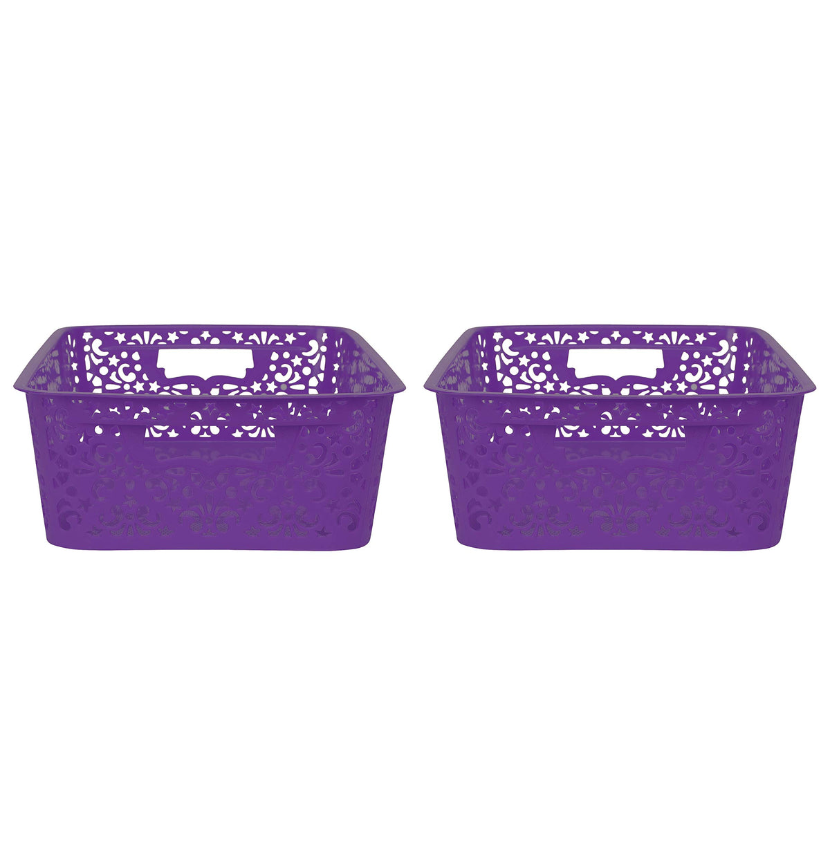 Cutting EDGE Plastic Turkish Storage Basket, Medium, Purple (Set of 2)