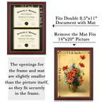 Minesaxel Double Diploma Frame With Mat Fits Two 8.5X11 Inch Certificates, Documents And College Degree, Cherry Red 14X20 Frame