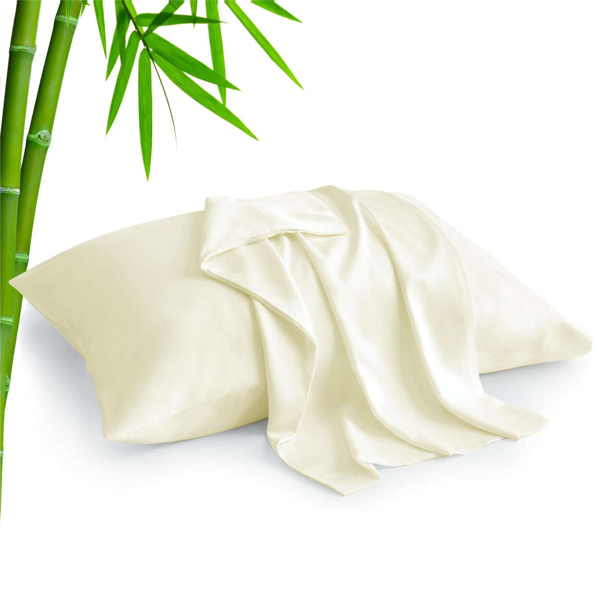 Bedelite Cream Pillow Cases Queen Size Set Of 2, Rayon Derived From Bamboo,Cooling Pillow Cases For Hot Sleepers & Night Sweats,