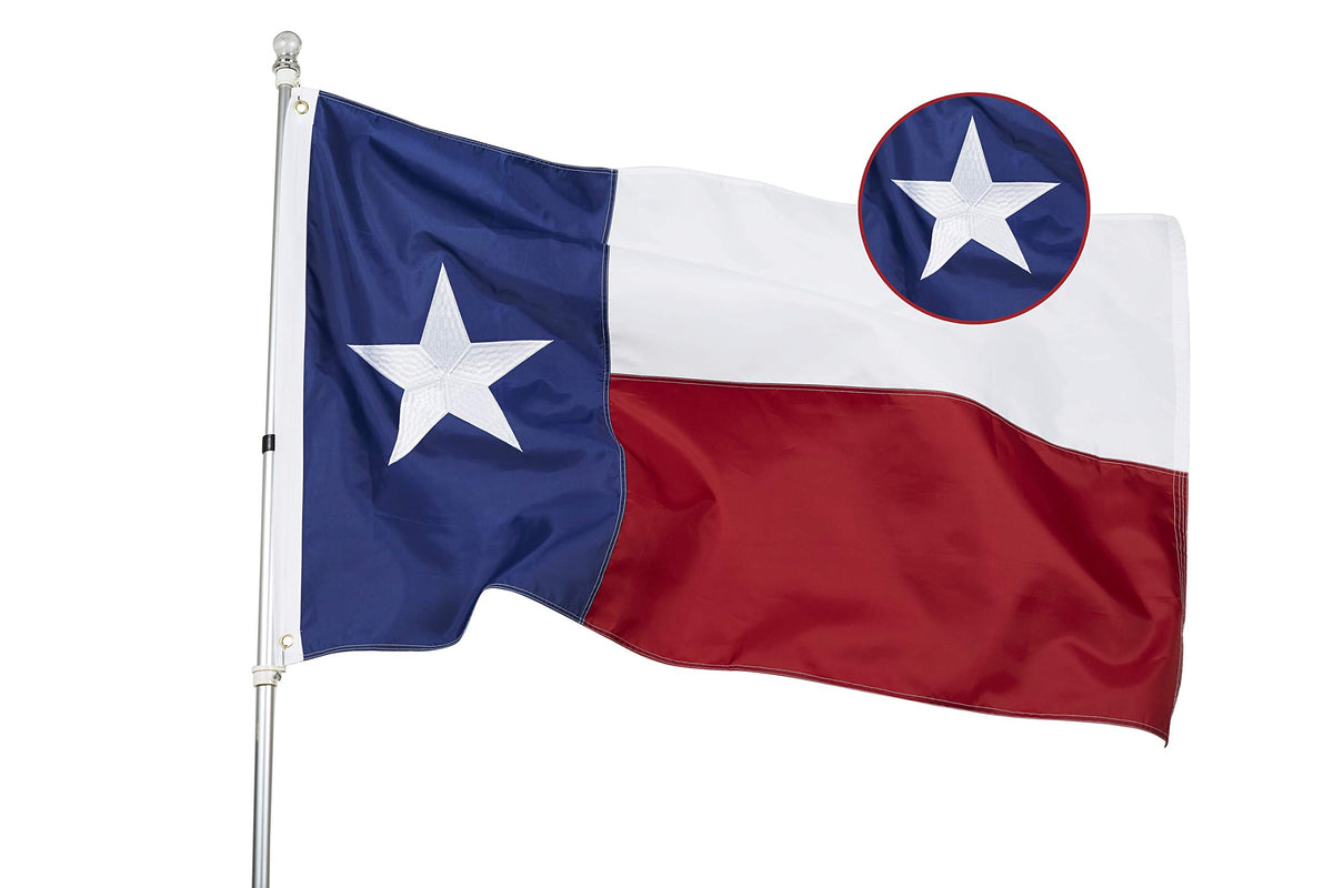 State Of Texas 3X5 Feet Flag - Embroidered Sewn Heavy Duty 210D Oxford Nylon Flag Vivid Color - Brass Grommets And 4 Stitch Hemm