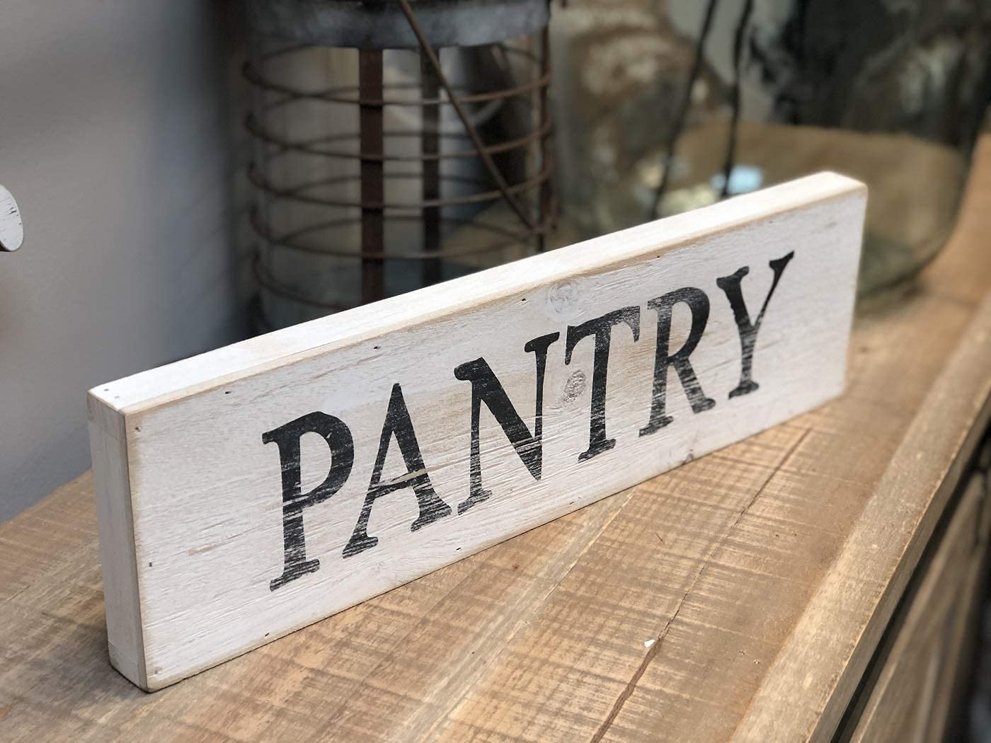 Pantry Whitewashed Wood Wall Sign, Rustic Farmhouse Wall Hanging Decor, 15.75 X 1 X 4.5 Inches