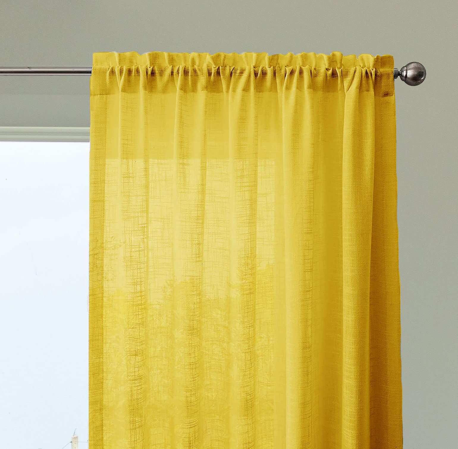 Homemonde Sheer Curtains 9 Feet With Rod Pocket Top, Light Filtering, Cotton Drapes, Set Of 2 Long Door Curtain, 108 Inches  Mu