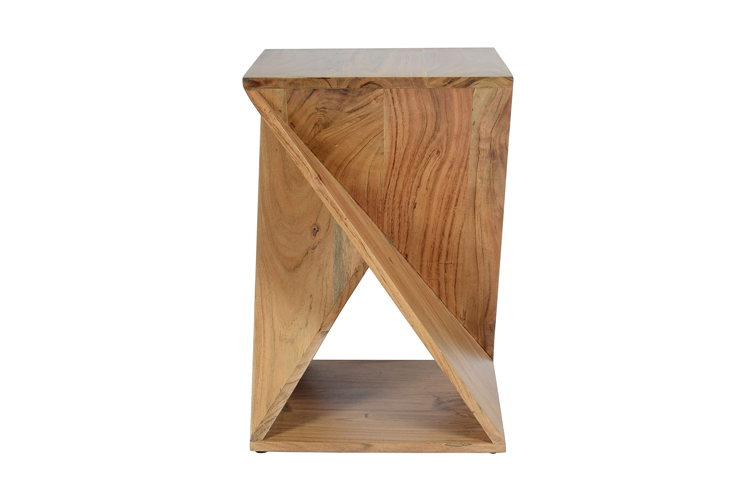 Jofran Solid Wood 16" x 16" x 24" Height Mid-Century Modern Angled Jasper Accent Nightstand End Table, Natural